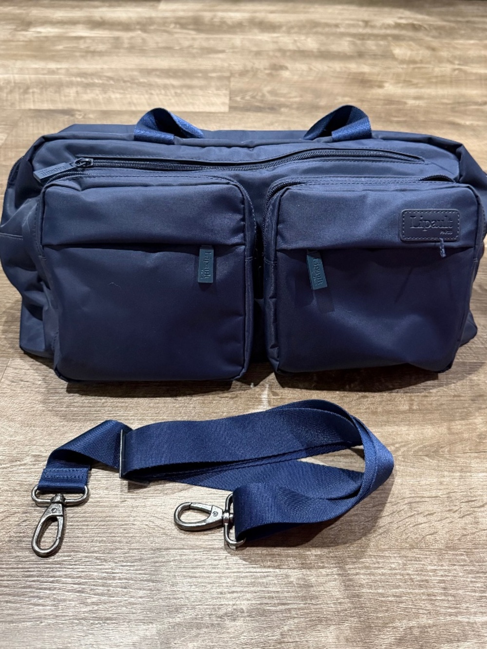 Lipault Espresso Original 19" Weekend Bag Pockets Zipper Carry On Luggage Navy